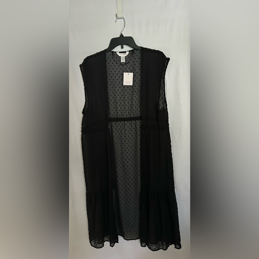 LC Lauren Conrad - Black Long Sheer Duster Vest
